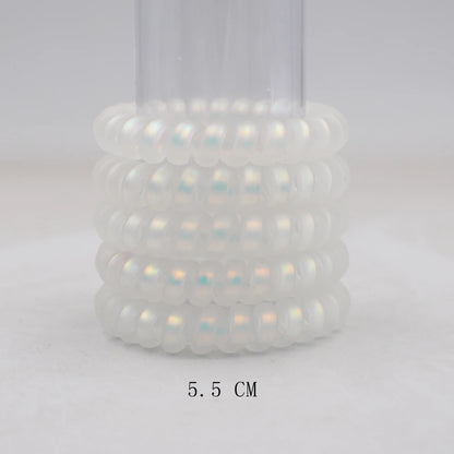 5Pcs Matte Spiral Hair Bands - Fashion Telephone Wire Elastic Hair Ties Stretchable Cord Rubber Bands for Women & Girls
