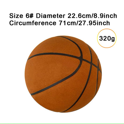 Silent Indoor Basketball – Airless Foam Dribbling Ball, Size 7/6/5 with Grooved Quiet Training Design