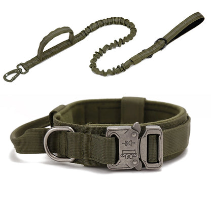 Durable Nylon Pet Dog Collar & Leash Set – Reflective Tactical Training Collar for Large Dogs