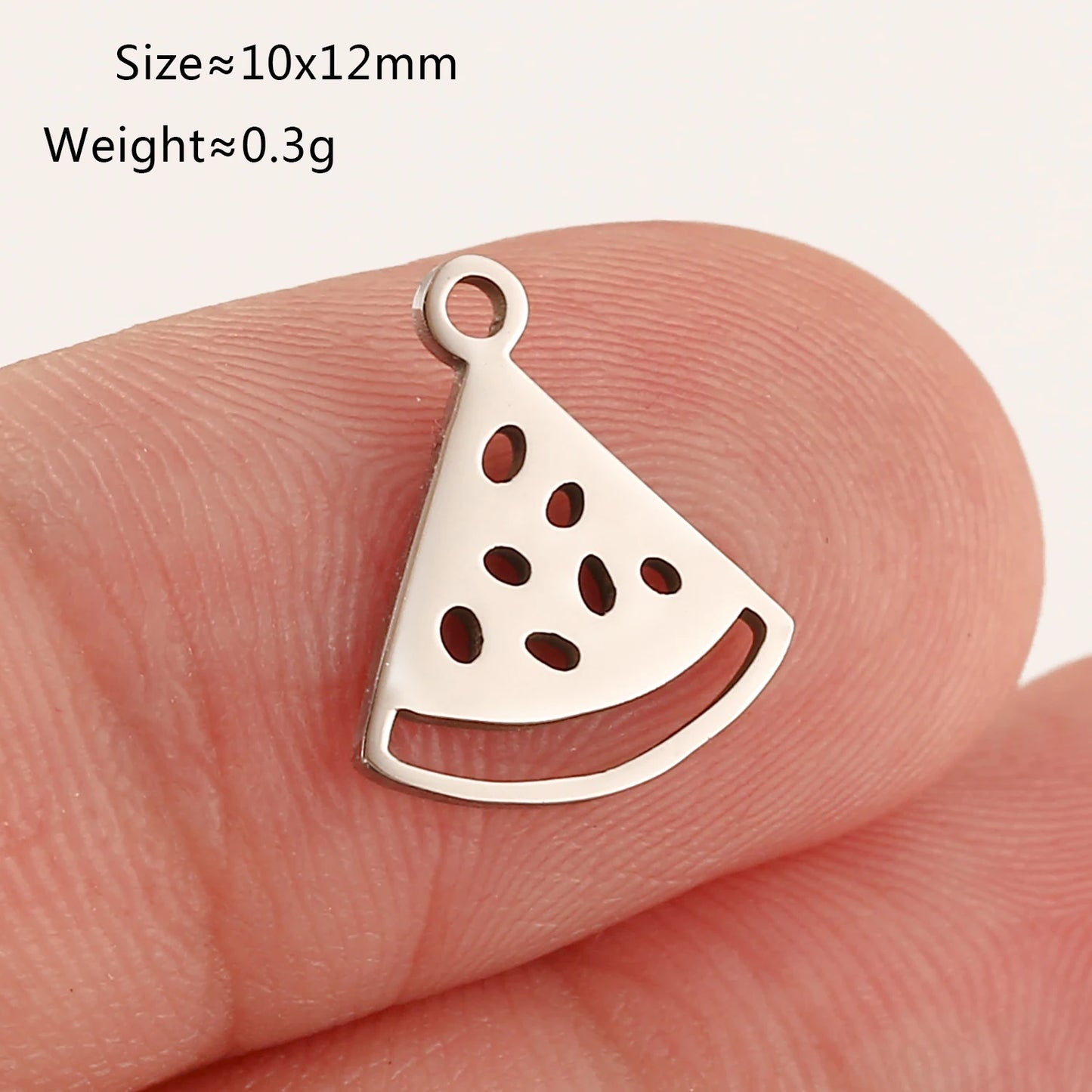 5pcs Stainless Steel Fruit Charms – Strawberry, Cherry, Pineapple & Watermelon Pendants for DIY Bracelets & Necklace Jewelry Making