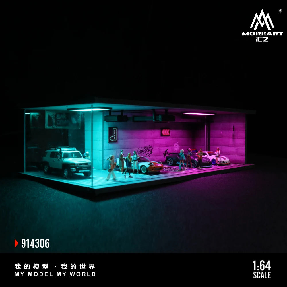 More Art 1:64 Scale Parking Lot Diorama – Light Version for Display, Collection & Gift