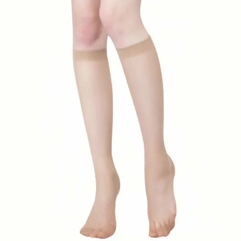 Women’s Ultra-Thin Nylon Knee-High Socks - 5 Pairs Sheer Stretch Stockings for Summer