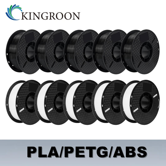 KINGROON 10KG PLA/ABS/PETG Filament 1.75mm – 10 Rolls Black, White, Gray for 3D Printing