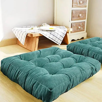 Square Floor Pillow Cushion – Thick Tufted Seat Pad for Meditation, Yoga, Kneeling, and Balcony Seating
