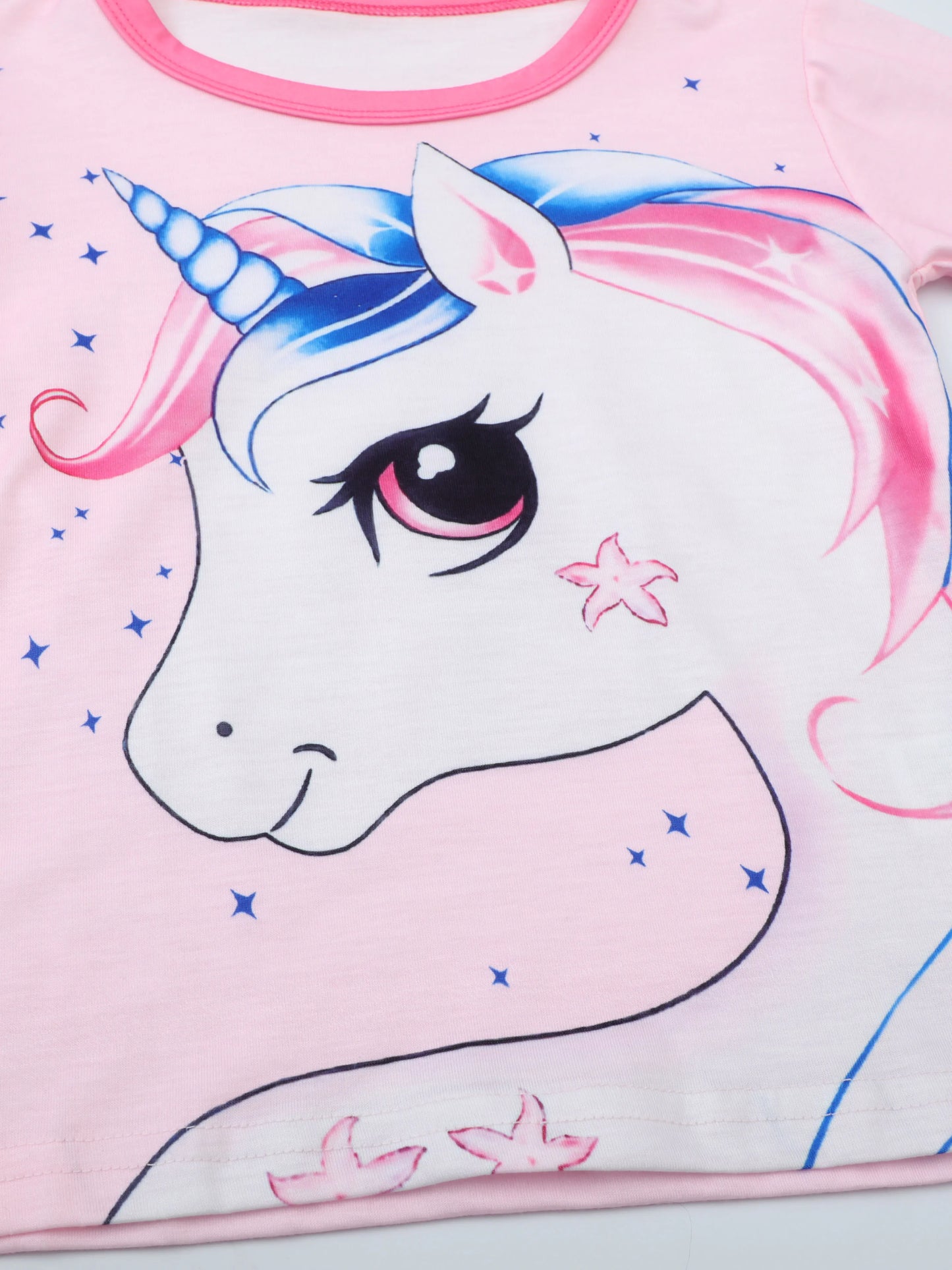 Girls Unicorn Cartoon Pajama Set – Long Sleeve Two-Piece Sleepwear for Kids
