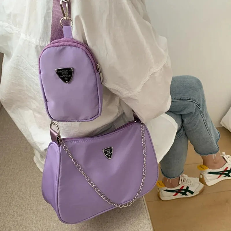 Women's Nylon Crossbody Bag - Fashionable Casual Underarm Bag, Portable Design for Students