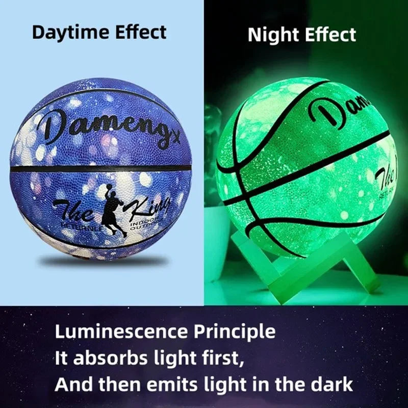 Glow-in-the-Dark Basketball – Size 5/6/7, PU Soft Leather, Outdoor Durable, Wear-Resistant & Anti-Skid for Children, Adults & Students