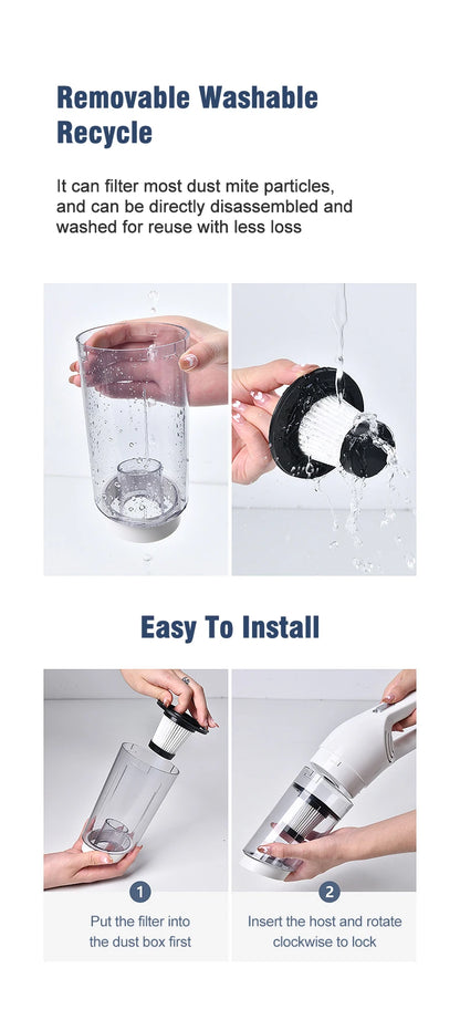 Handheld Rechargeable Vacuum Cleaner – Portable Wireless Dual-Purpose Car & Home Dust Catcher 10000PA