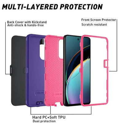 Ott Defender Series Case for Moto G – Anti-Drop Cover with Box & Clip for Stylus, Power, Play 4/5G (2023-2025), G04/24/13/23, E13/20/30/40