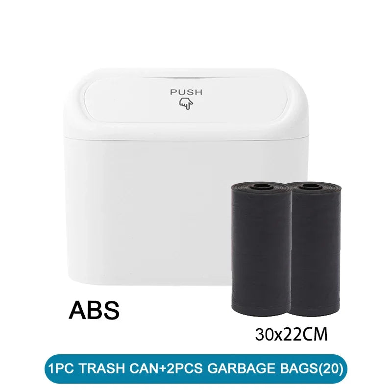 Mini Car Trash Can with Lid - Leak-Proof Auto Waste Bin with 60 Garbage Bags Car Accessory