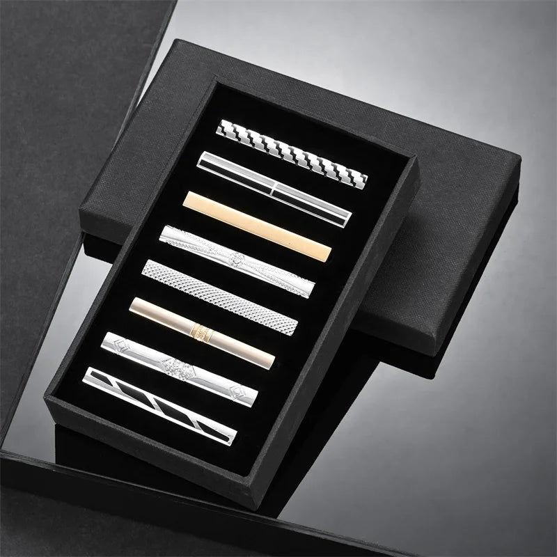 Men's Tie Clip & Cufflink Set - 7/8/10 Piece Luxury Gift Box Jewelry for Weddings & Formal Wear