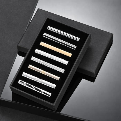 Men's Tie Clip & Cufflink Set - 7/8/10 Piece Luxury Gift Box Jewelry for Weddings & Formal Wear