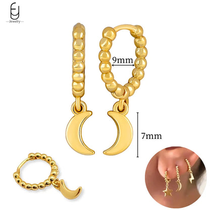 925 Sterling Silver Gold Tassel Earrings - Vintage Crystal Long Chain Hoop Jewelry for Women