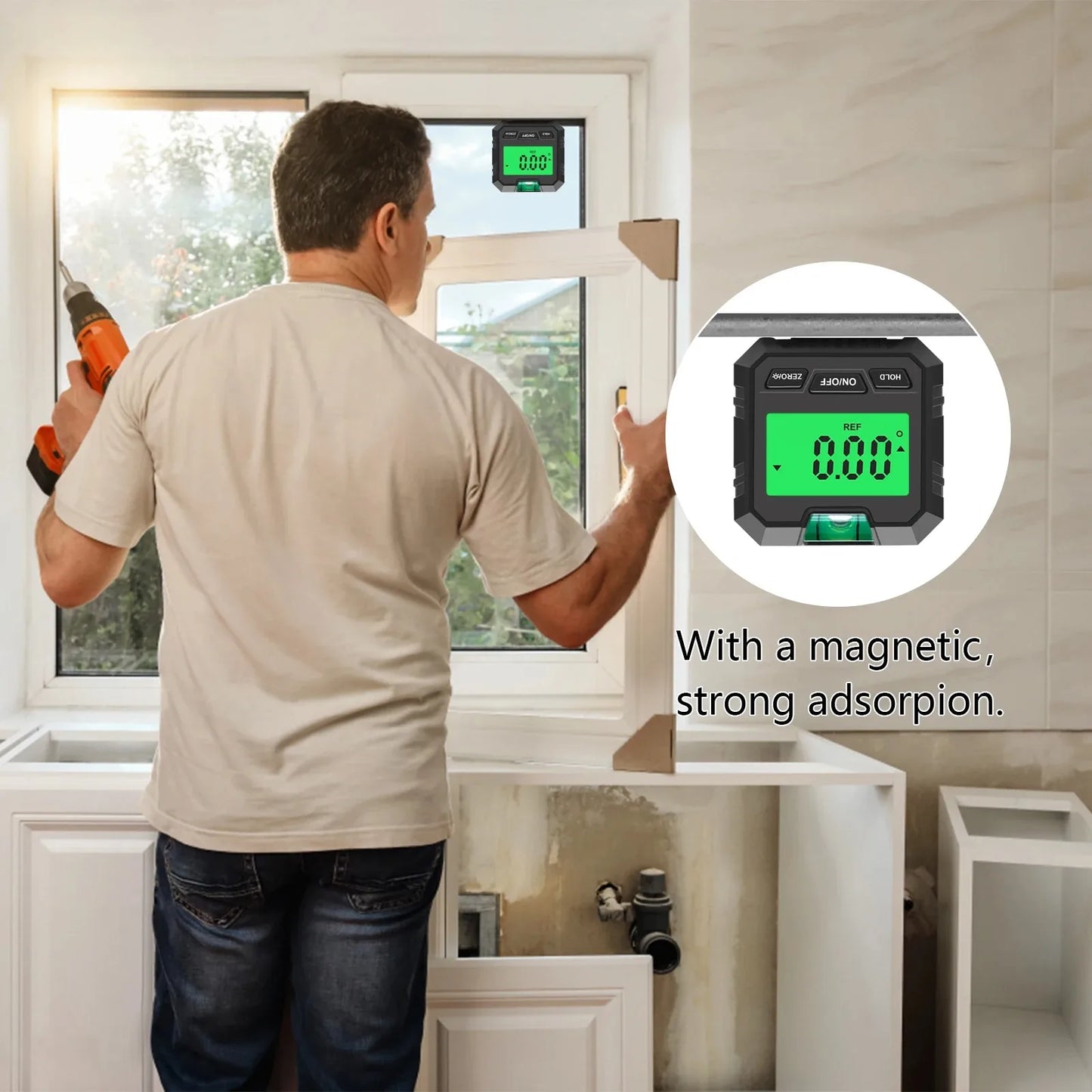 Digital 360° Angle Gauge – Mini Electronic Inclinometer with Magnetic Base, Universal Bevel Protractor Measurement Tool