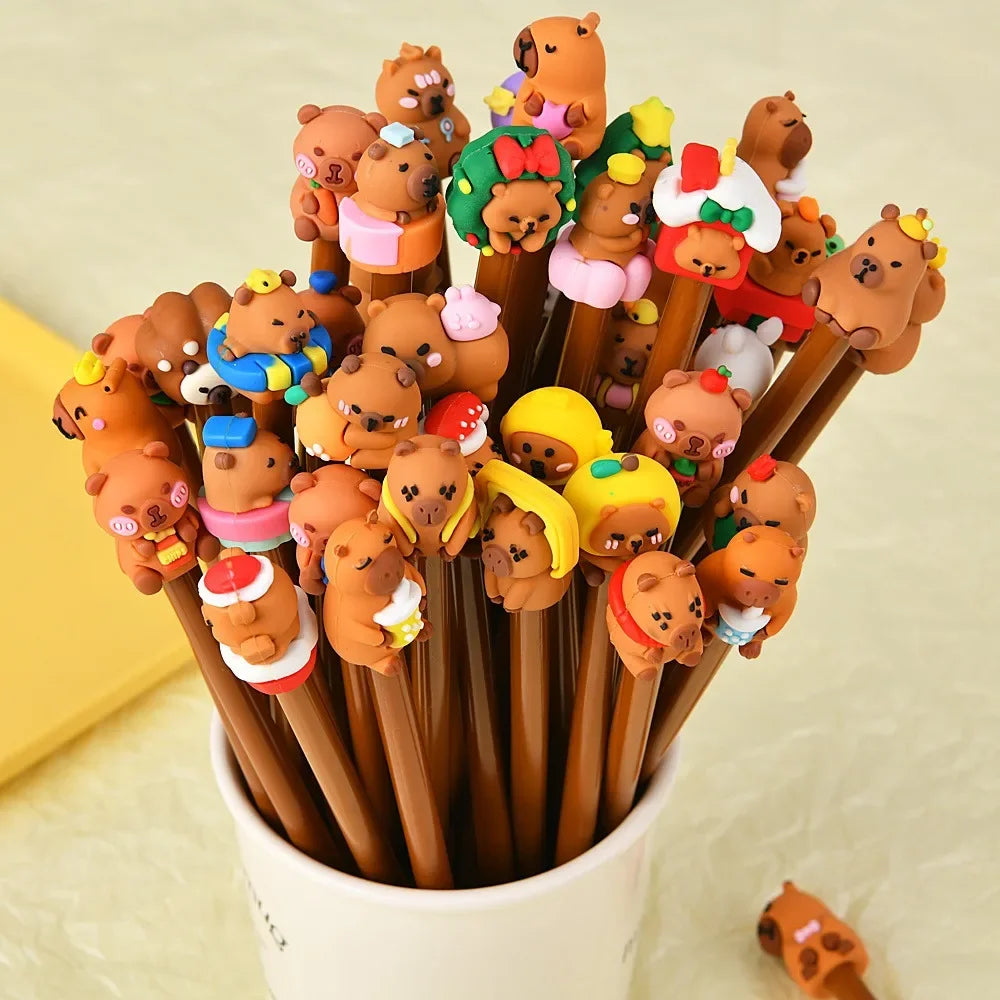 Kawaii Capybara Gel Pens 5–25PCS - Cute Black Ink Pens for School, Office, Stationery & Birthday Gifts
