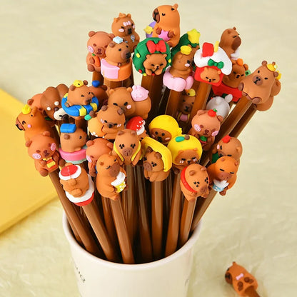 Kawaii Capybara Gel Pens 5–25PCS - Cute Black Ink Pens for School, Office, Stationery & Birthday Gifts