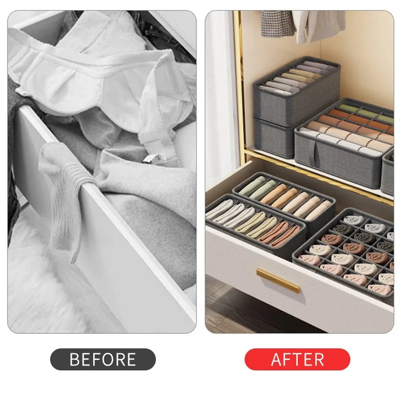 Underwear & Socks Cabinet Drawer Organizer – Wardrobe Storage Box for Clothes, Ties, Pants & Bras
