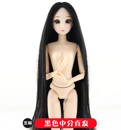 30cm Fashion Doll – 1/6 BJD Body with 3D Eyes, Long Wig, Princess Makeup DIY Toy for Girls