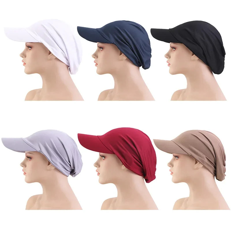 Muslim Women’s Turban Hijab Baseball Cap – Wide Brim Sun Hat, Sports Bonnet & Outdoor Headscarf for Sun Protection
