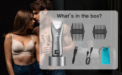 Professional Groin & Body Hair Trimmer – Rechargeable Ceramic Ball Shaver for Men, Body Grooming & Bikini Epilator