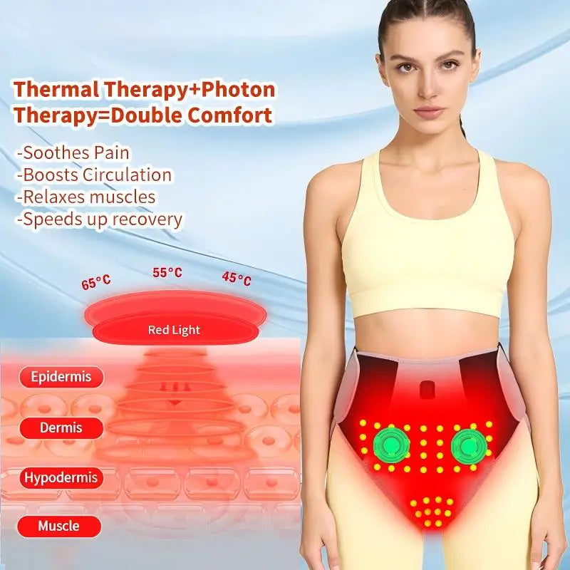 660nm Red Light Heating Pad - 162 LED Abdominal Warming & Massage Support for Menstrual Comfort