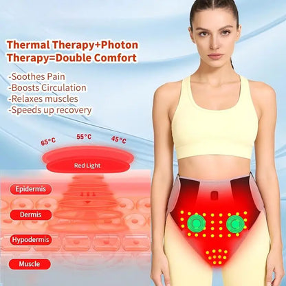 660nm Red Light Heating Pad - 162 LED Abdominal Warming & Massage Support for Menstrual Comfort