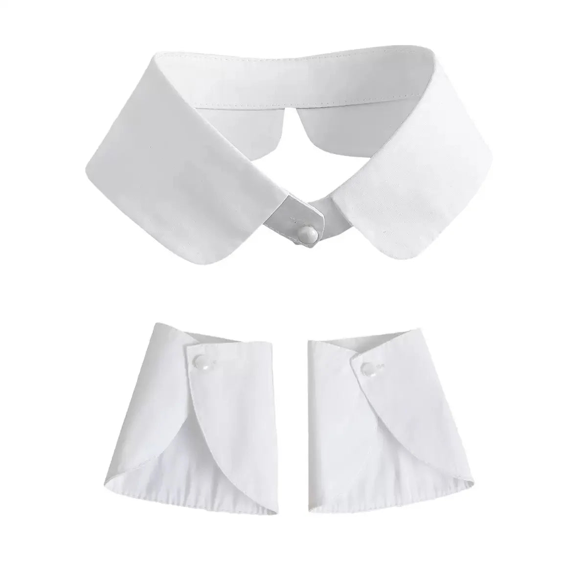 White Detachable Fake Collar - Stripe Lapel Faux Shirt Neckline Accessory for Women