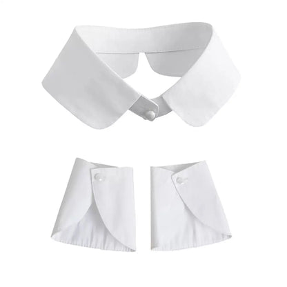 White Detachable Fake Collar - Stripe Lapel Faux Shirt Neckline Accessory for Women