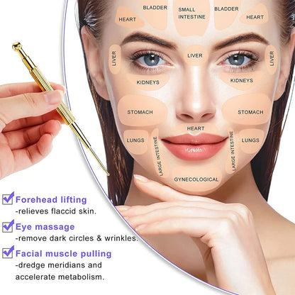 Facial Reflexology Massage Tool – Retractable Acupuncture Pen with Double-Headed Spring for Ear & Face Care