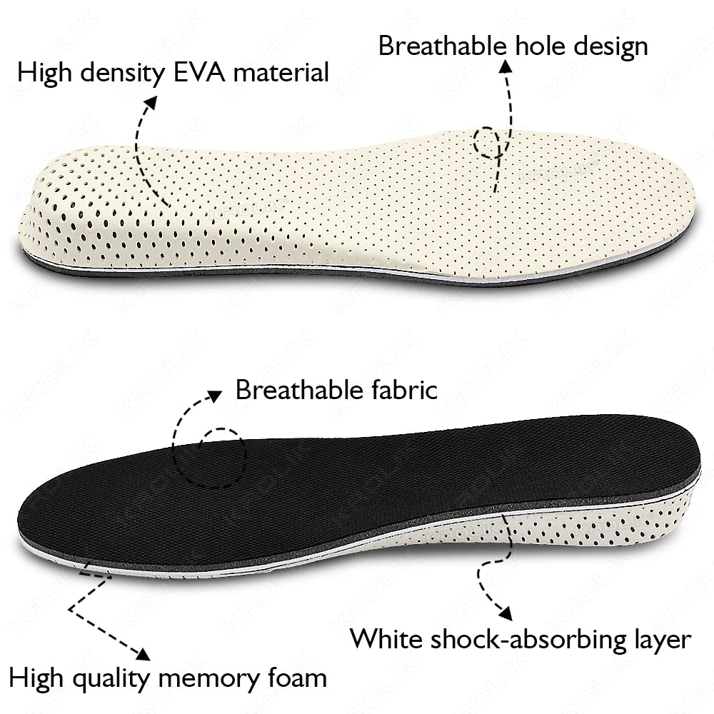 Memory Foam EVA Height Increase Insoles 2–5cm – Breathable Lightweight Shoe Lift Inserts for Men & Women Sports & Everyday Use