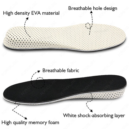 Memory Foam EVA Height Increase Insoles 2–5cm – Breathable Lightweight Shoe Lift Inserts for Men & Women Sports & Everyday Use