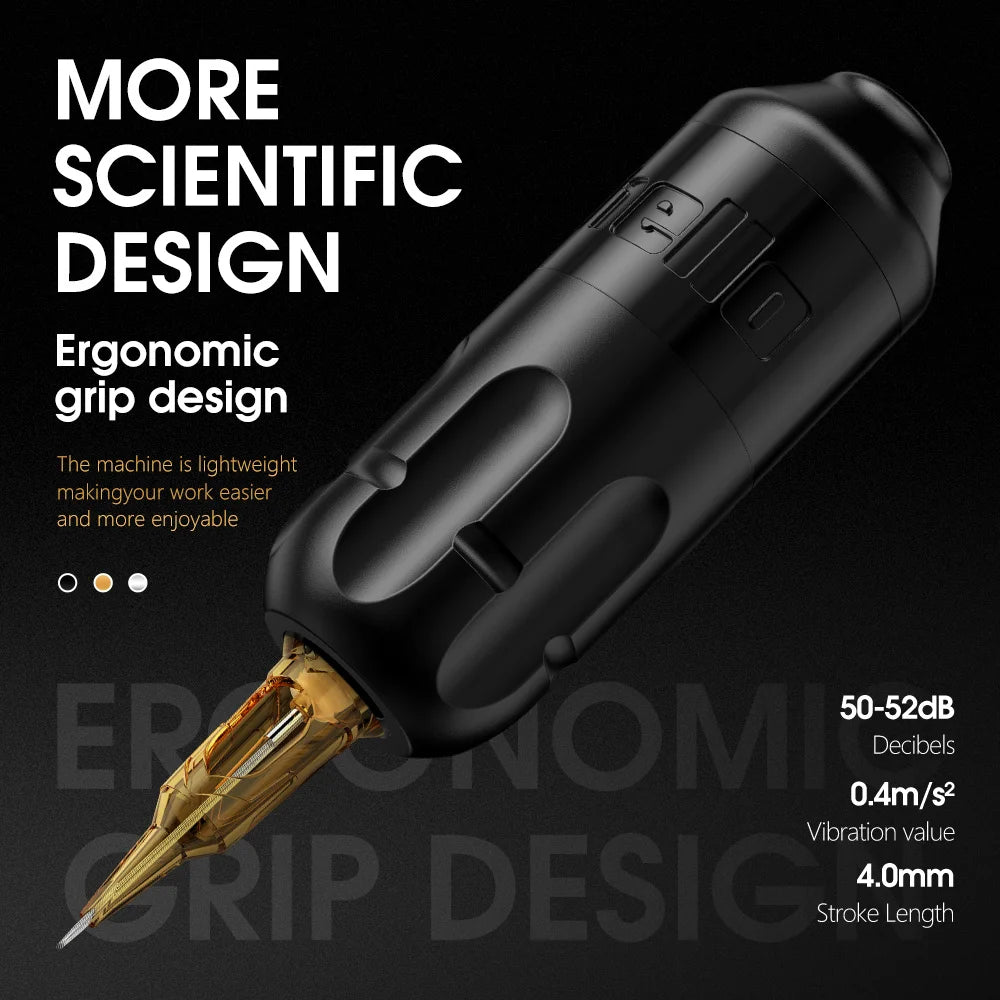 Ambition Stroke 4.0mm Rotary Tattoo Machine with Coreless Motor, 33mm Grip, RCA Interface, Permanent Makeup Pen for Body Art