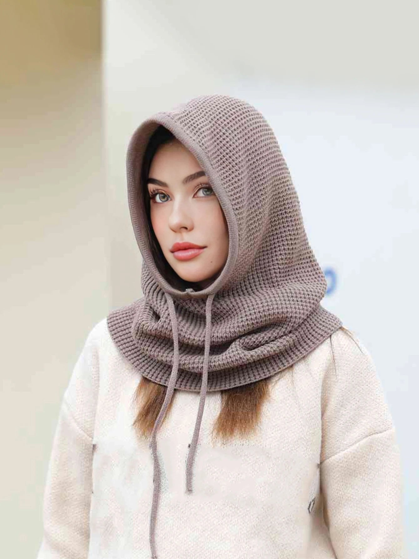 Women’s Winter Beanie Hat with Knit Balaclava – Neck Warmer & Ski Snow Scarf