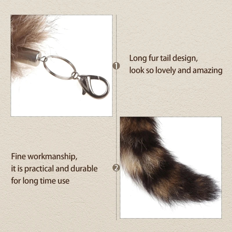 Raccoon Tail Keychain — Creative Coat Tail Key Ring Chain, Unique Gift for Men
