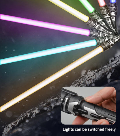 Colorful Glowing Laser Sword Toy – Red & Blue Double Saber with Music & Flashing Lights