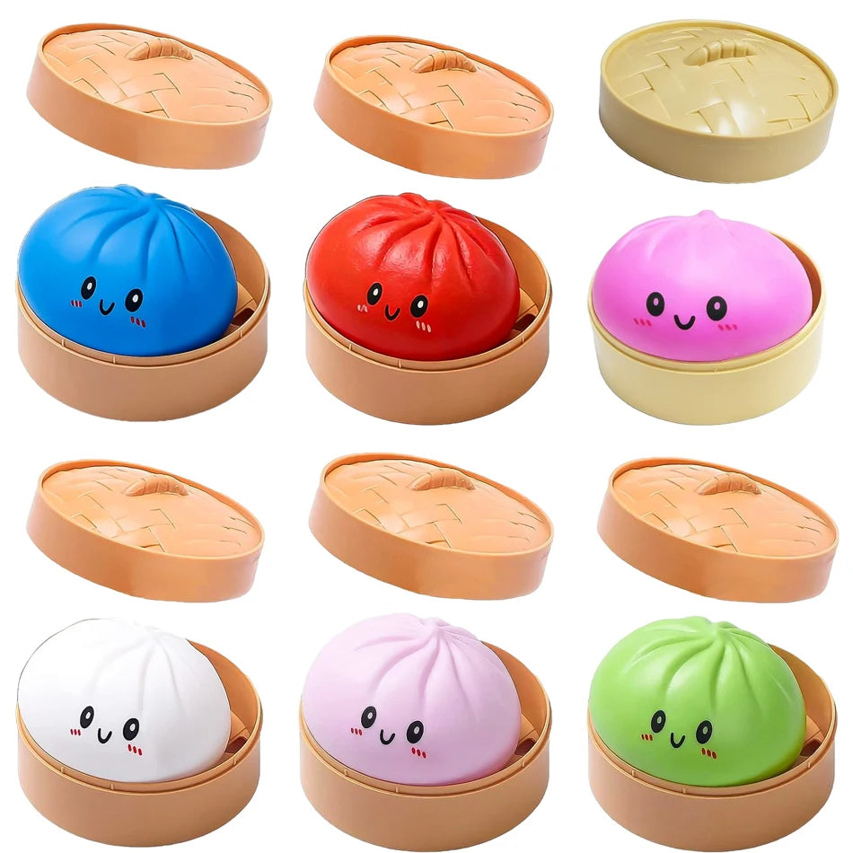 Colorful Dumpling Squishy Toy - Blind Box Stress Relief Squeeze Toy for Anxiety Relaxation and Fun