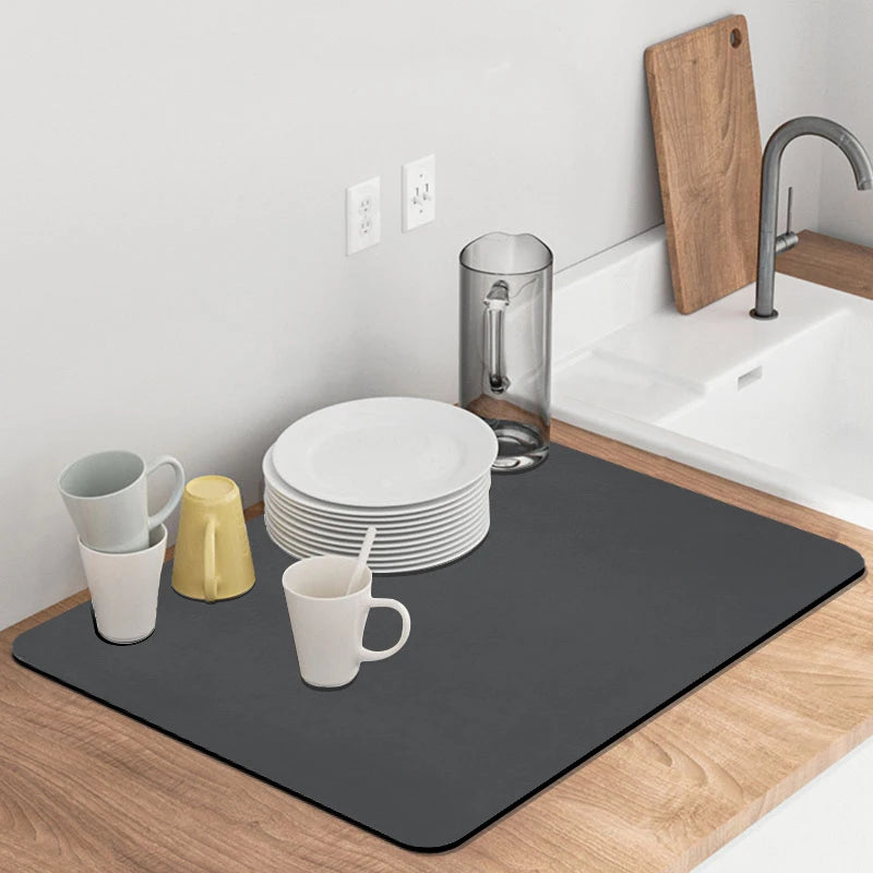 Absorbent Coffee Mats | Solid Color Tableware, Dish Drying Pad, Bottle Placemat & Kitchen Floor Rug