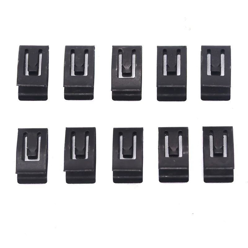 10Pcs Universal Car Front Console Trim Clips - Black Metal Rivet Fasteners for Dashboard Auto Retainer