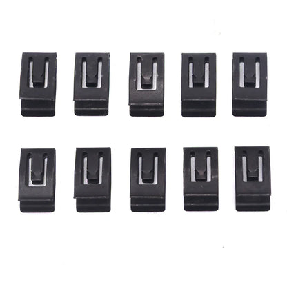 10Pcs Universal Car Front Console Trim Clips - Black Metal Rivet Fasteners for Dashboard Auto Retainer