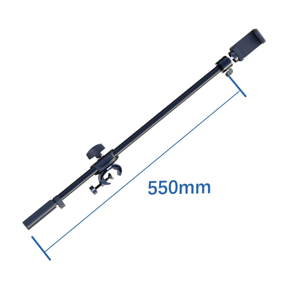 55CM Rotating Microphone Stand with Crossbar Arms - Mic Clip, Phone Holder, and Extension Bracket, Designed with 3/8" Thread Crossbar