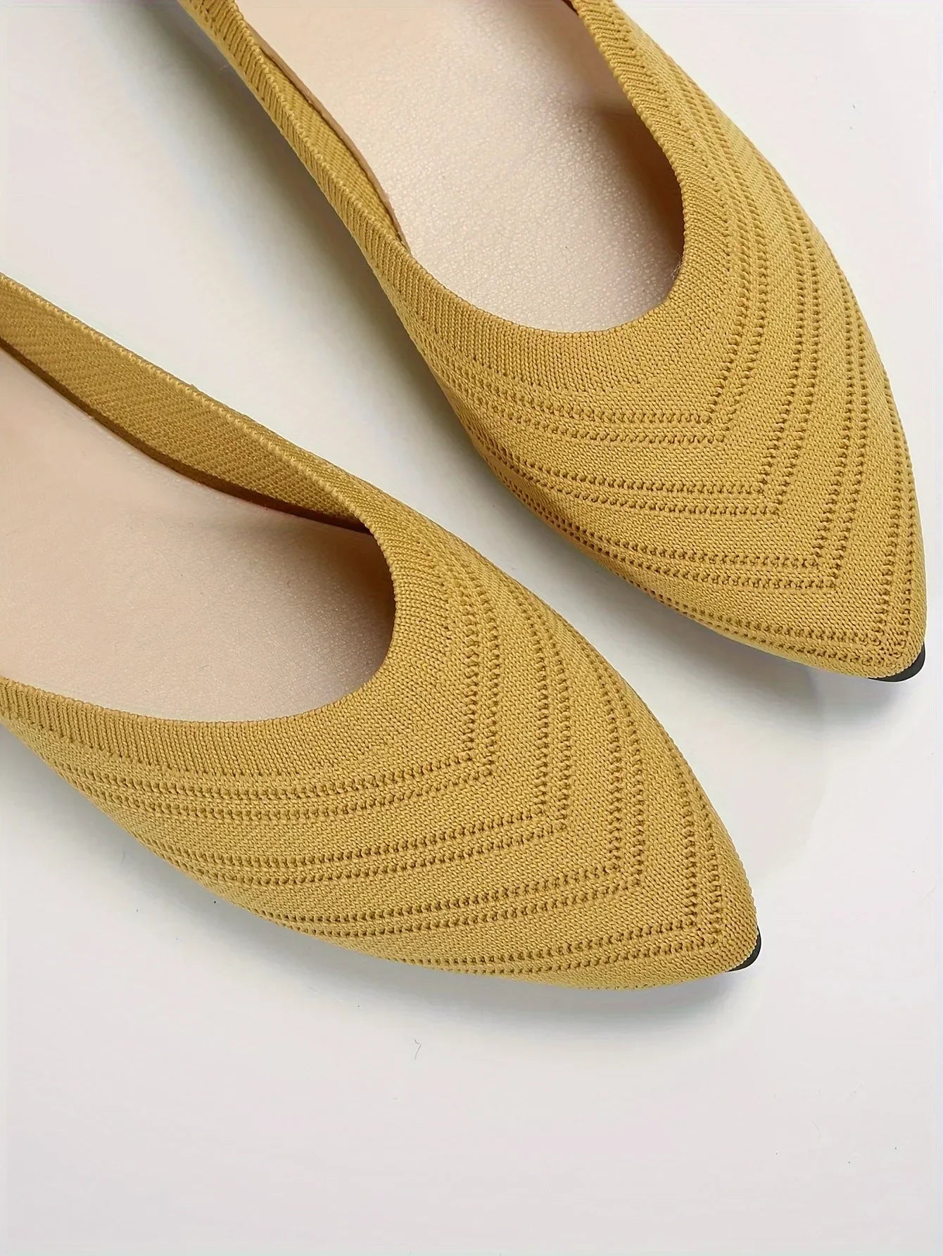 Women’s Pointed Toe Knitted Slip-On Flats – Solid Color Casual Breathable Ballet Loafers
