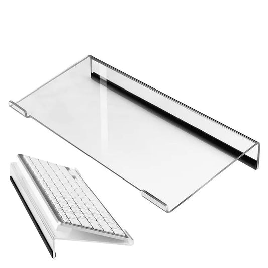 Clear Acrylic Keyboard Display Tray – Tilted Ergonomic Keyboard Riser Stand for PC & Notebook Gaming and Office Setup