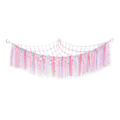 Kids Toy Hammock Wall Corner Hanging Storage Net – Woven Cotton Stuffed Animal Organizer