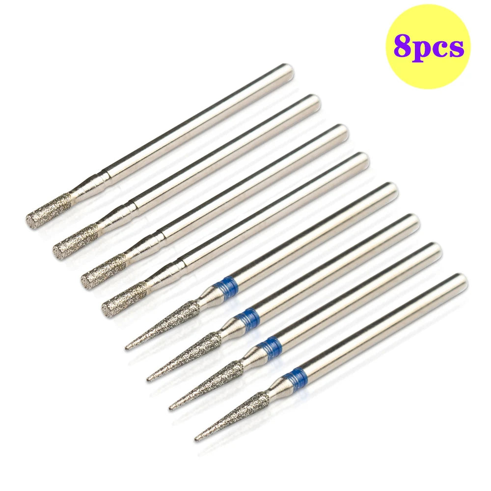 8pcs Diamond Nail Drill Bit Set - Rotary Electric Milling Cutters for Pedicure, Manicure, Cuticle Burr & Nail Tools Accessories