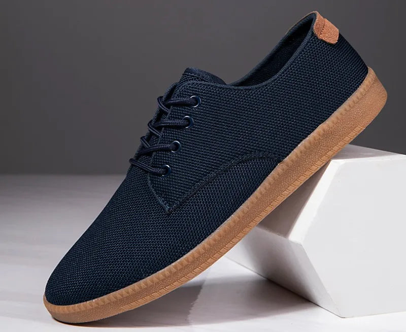 Men’s Canvas Casual Sneakers — Lightweight Slip-On Vulcanized Flats & Loafers, Comfortable Trainers Shoes