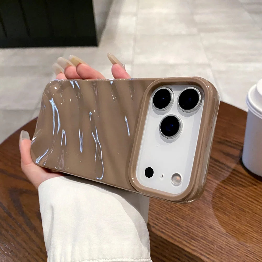 Wave Texture Soft Silicone Phone Case for iPhone 17 Air / 16 / 15 / 14 / 13 / 12 / 11 / XS / 8 Plus Pro Max – Full Protection Bumper Cover with Independent Buttons & Shockproof Design