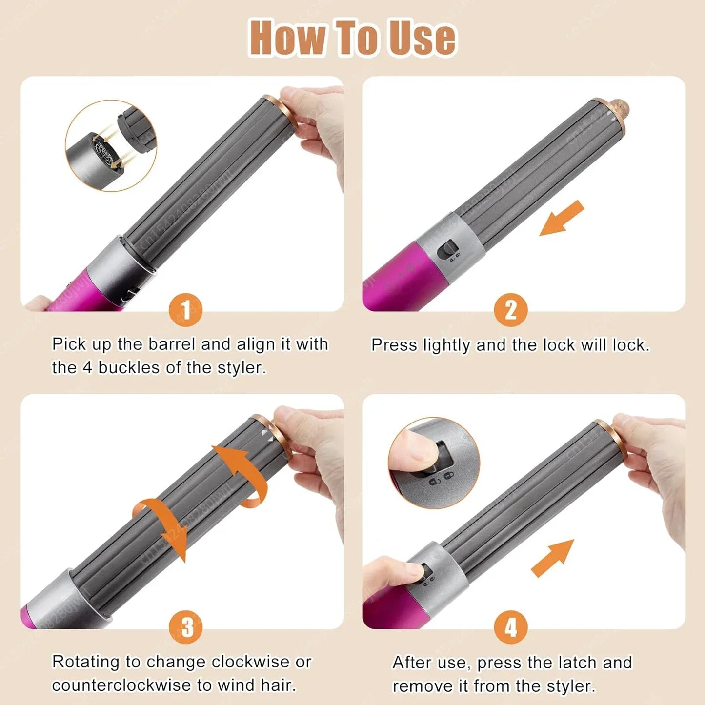 Dyson Airwrap HS01/HS05 Hair Styling Nozzle Brush – 30/40mm Anti-Hair Auto-Curling 360° Rotating Attachment for Dyson Hair Dryer