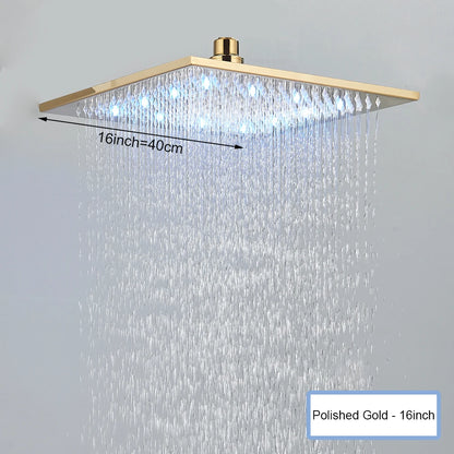 Black Ceiling Mounted LED Rainfall Shower Head – Intelligent Remote Control Concealed Waterfall Tap