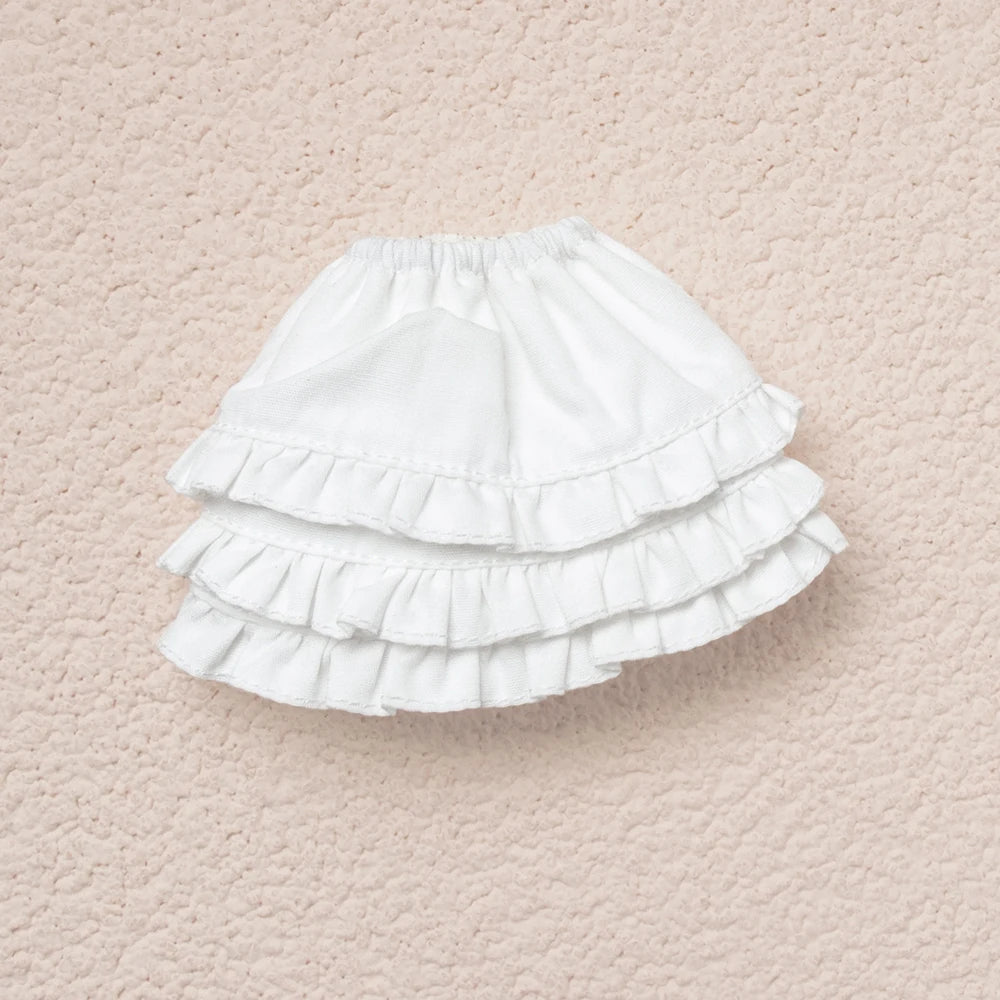 Blythe Doll Clothes Plaid Pleated Skirt & Off-Shoulder Top Tulle Dress Set — Ruffle Skirt for Licca, Azone, OB22, YMY Doll Accessories