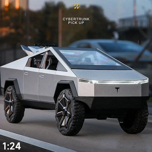 1:24 Alloy Diecast Mini Pickup Truck Model – Tesla Cybertruck Metal Toy for Boys, Kids’ Birthday & Collectible Gift